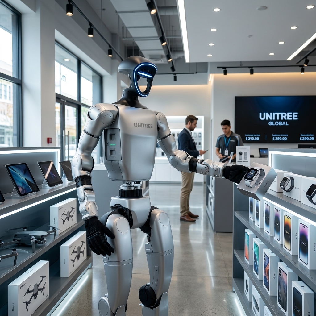 Humanoid robot operating in store