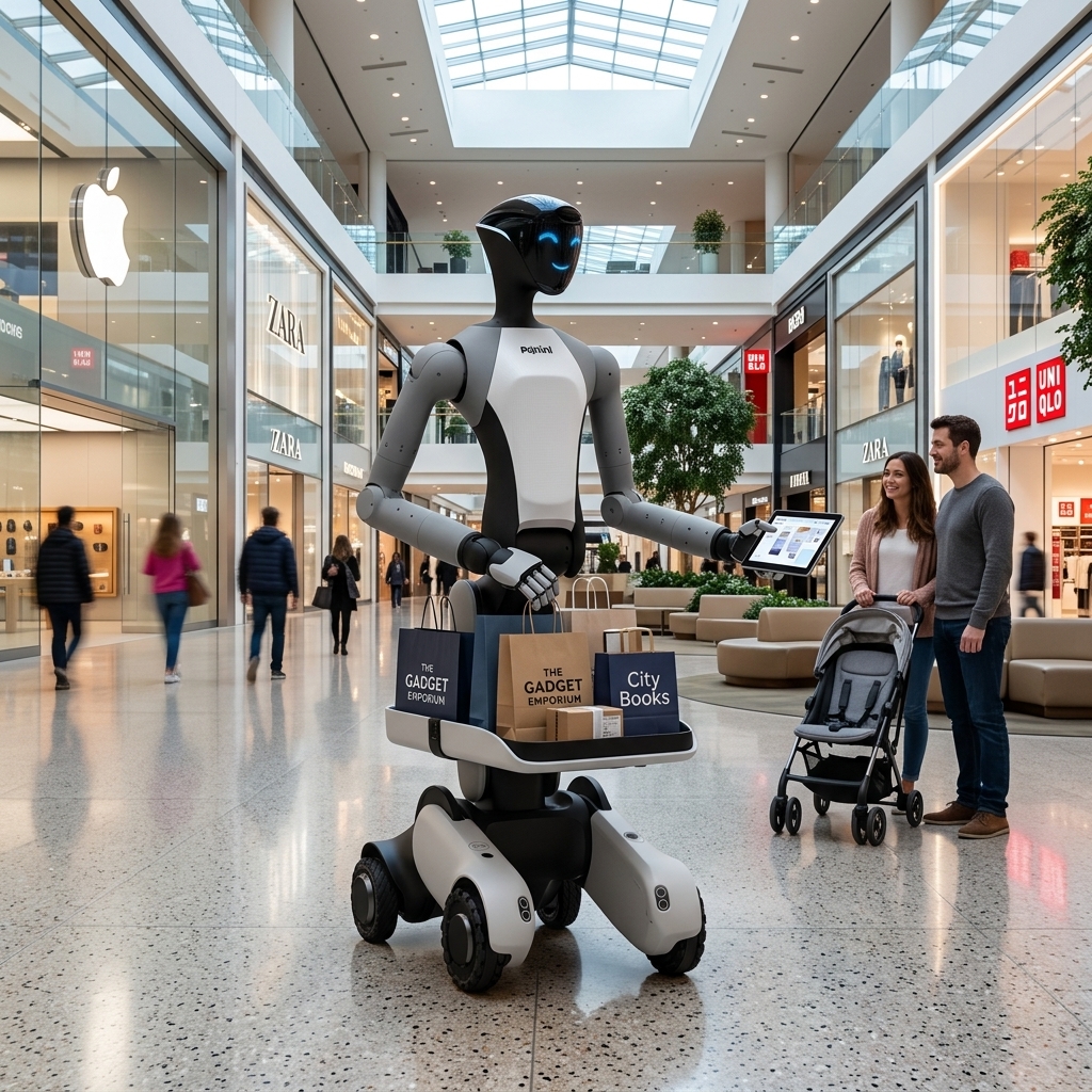 Robot guiding customers in a mall